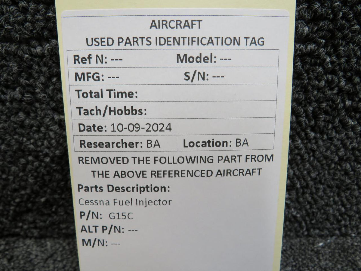Cessna Aircraft Parts G15C Cessna Fuel Injector