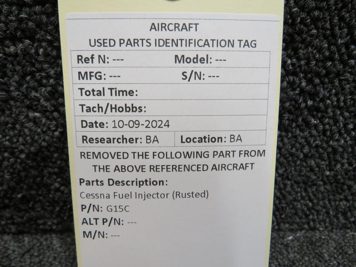 Cessna Aircraft Parts G15C Cessna Fuel Injector (Rusted)