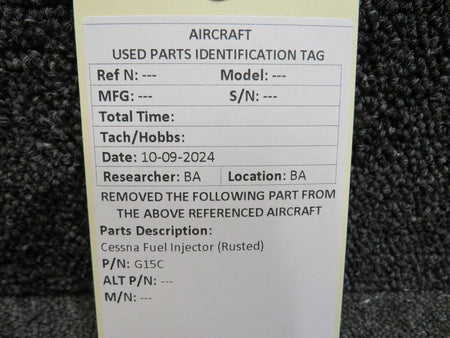 Cessna Aircraft Parts G15C Cessna Fuel Injector (Rusted)