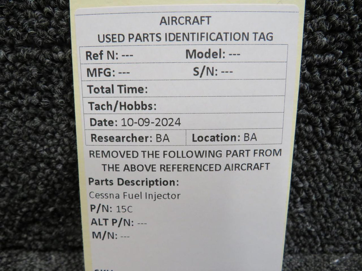 Cessna Aircraft Parts 15C Cessna Fuel Injector