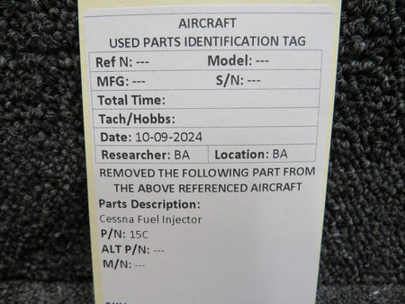 Cessna Aircraft Parts 15C Cessna Fuel Injector