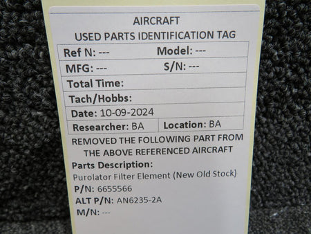 Purolator 6655566 (Use: AN6235-2A) Purolator Filter Element (New Old Stock)