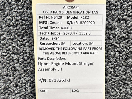 Cessna Aircraft Parts 0713263-1 Cessna R182 Upper Engine Mount Stringer Assembly LH