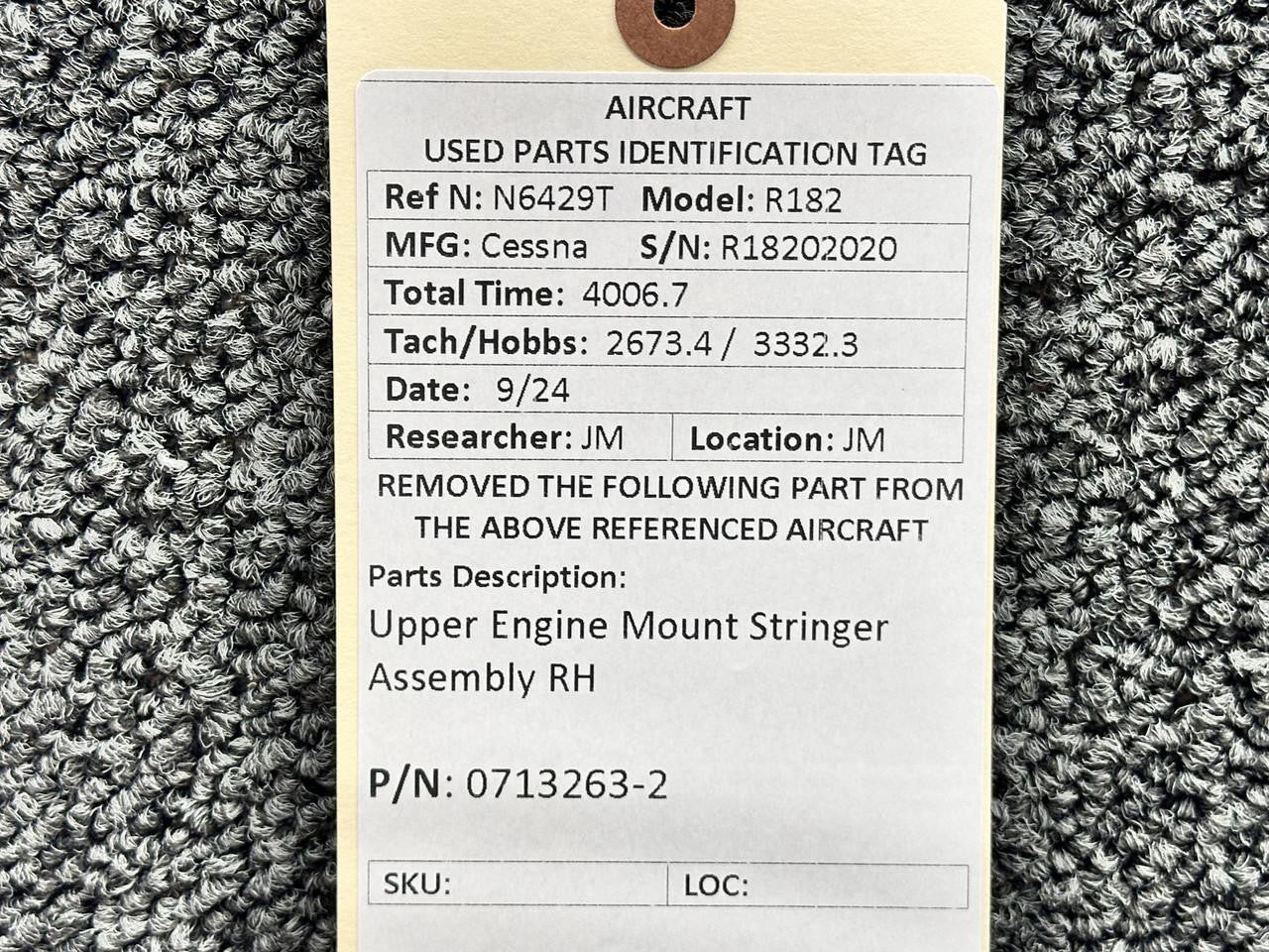0713263-2 Cessna R182 Upper Engine Mount Stringer Assembly RH