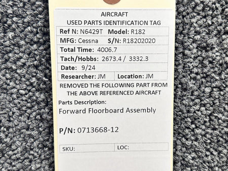 Cessna Aircraft Parts 0713668-12 Cessna R182 Forward Floorboard Assembly