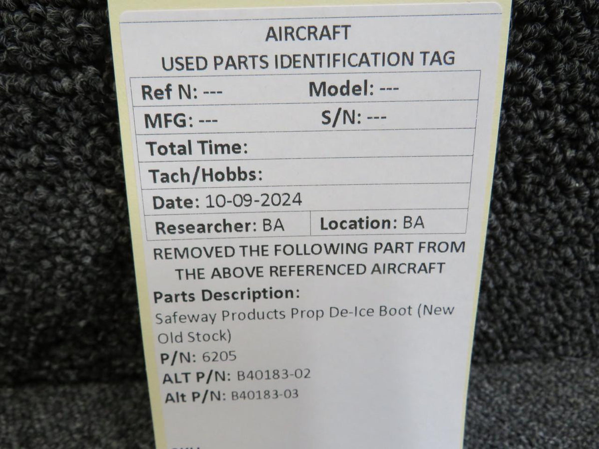 Safeway Products 6205 (Alt: B40183-02) Safeway Products Prop De-Ice Boot (New Old Stock)