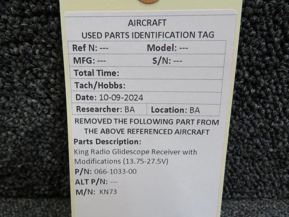 King Radio 066-1033-00 King Radio KN-73 Glidescope Receiver with Mods (13.75-27.5V)