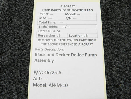 Black and Decker 46725-A Black and Decker AN-M-10 De-Ice Pump Assembly