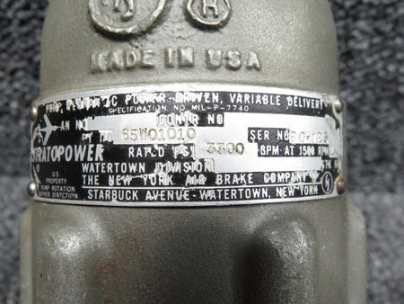 Stratopower 65W01010 (Alt: MIL-P-7740) Stratopower Hydraulic Driven Pump Variable Delivery