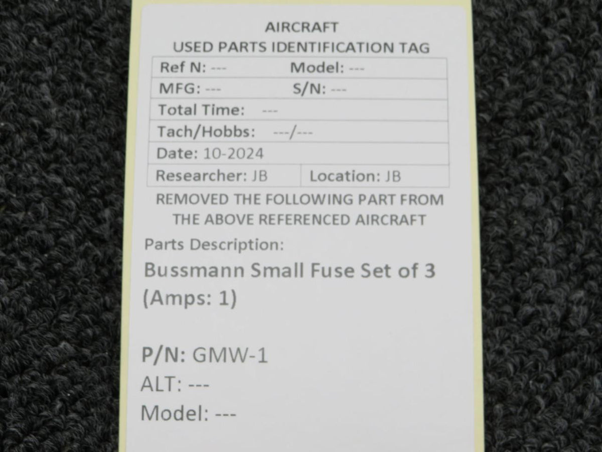Bussman GMW-1 Bussmann Small Fuse Set of 3 (Amps: 1)
