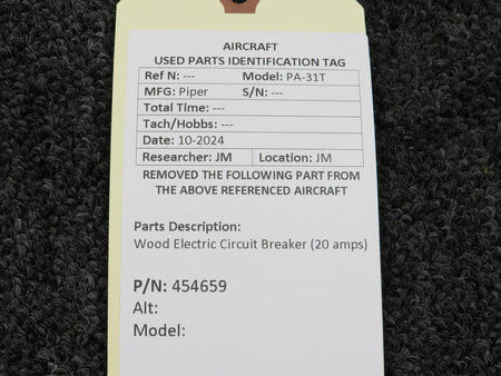 Wood Electric 454659 Wood Electric Circuit Breaker (20 amps)