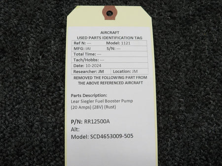 Lear Siegler RR12500A Lear Siegler (SCD4653009-505) Fuel Booster Pump (20 Amps) (28V) (Rust)