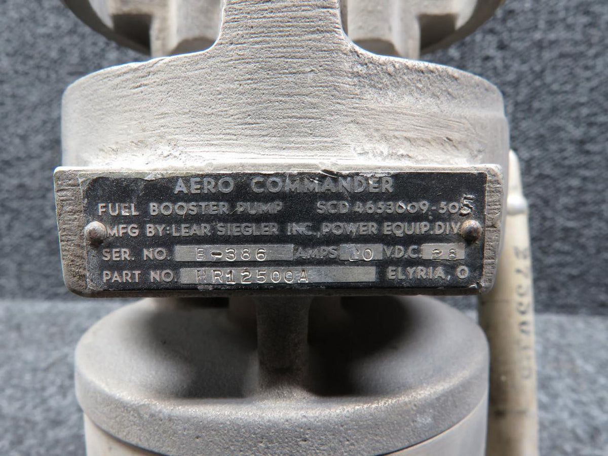 Lear Siegler RR12500A Lear Siegler (SCD4653009-505) Fuel Booster Pump (20 Amps) (28V) (Rust)