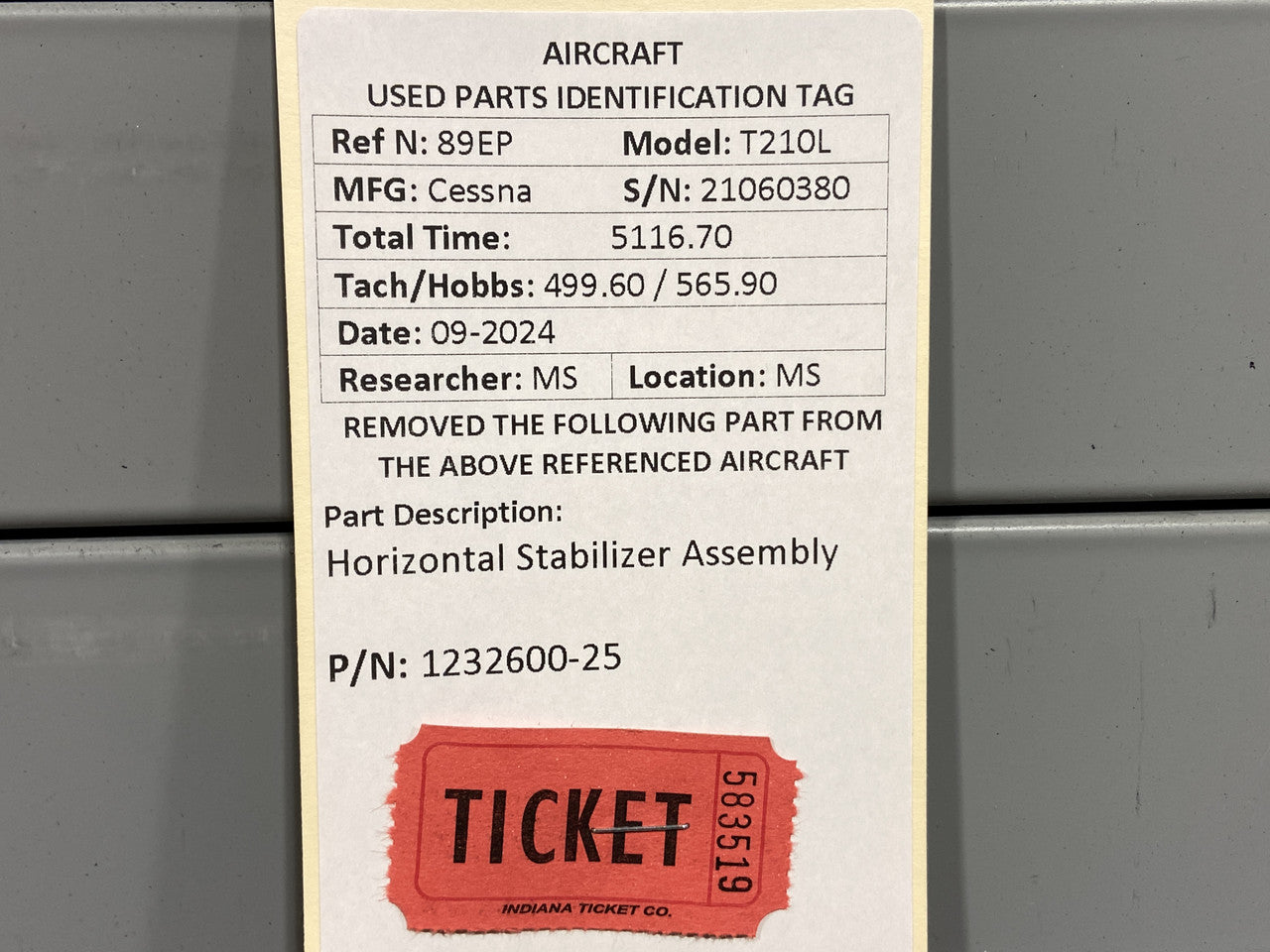 1232600-25 Cessna T210L Horizontal Stabilizer Assembly – BAS Part
