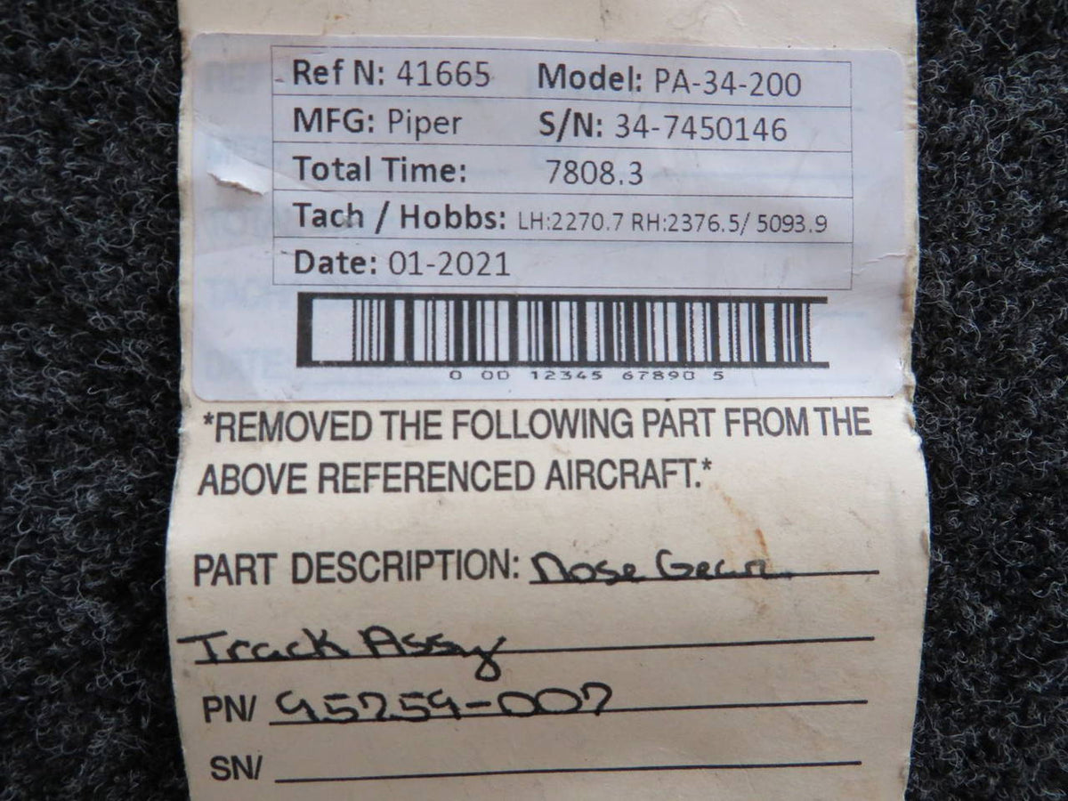 95759-007 Piper PA34-200 Track Assembly Nose Gear BAS Part Sales | Airplane Parts