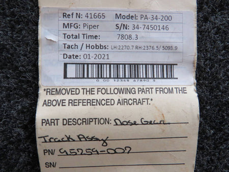 95759-007 Piper PA34-200 Track Assembly Nose Gear BAS Part Sales | Airplane Parts