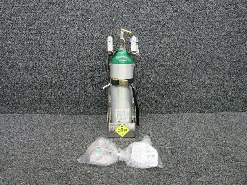 31-10-5014 Luxfer Gas Cylinders O2 Tank W/ Ferno Bracket & SurgeX Valve BAS Part Sales | Airplane Parts