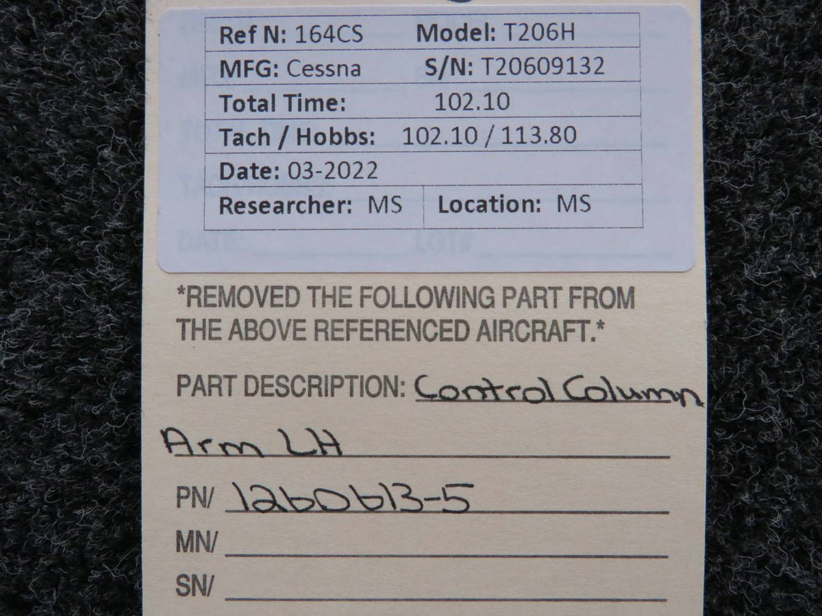 1260613-5 Cessna 206 Control Column Arm LH BAS Part Sales | Airplane Parts