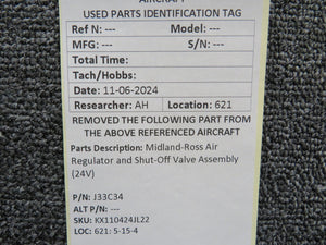 J33C34 Midland-Ross Air Regulator and Shut-Off Valve Assembly (24V)
