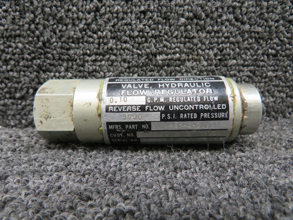 1968-4-0-10 Waterman Hydraulic Flow Regulator Valve
