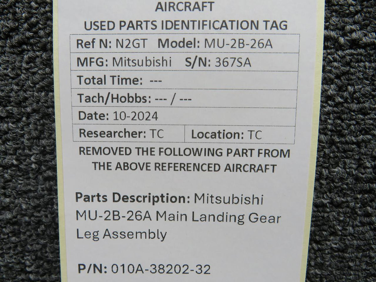 Mitsubishi 010A-38202-32 Mitsubishi MU-2B-26A Main Landing Gear Leg Assembly