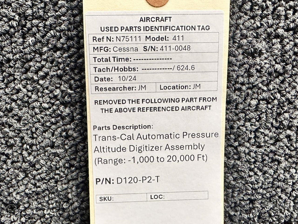 Trans-Cal Industries D120-P2-T Trans-Cal Automatic Pressure Altitude Digitizer Assembly