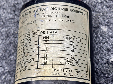 Trans-Cal Industries D120-P2-T Trans-Cal Automatic Pressure Altitude Digitizer Assembly