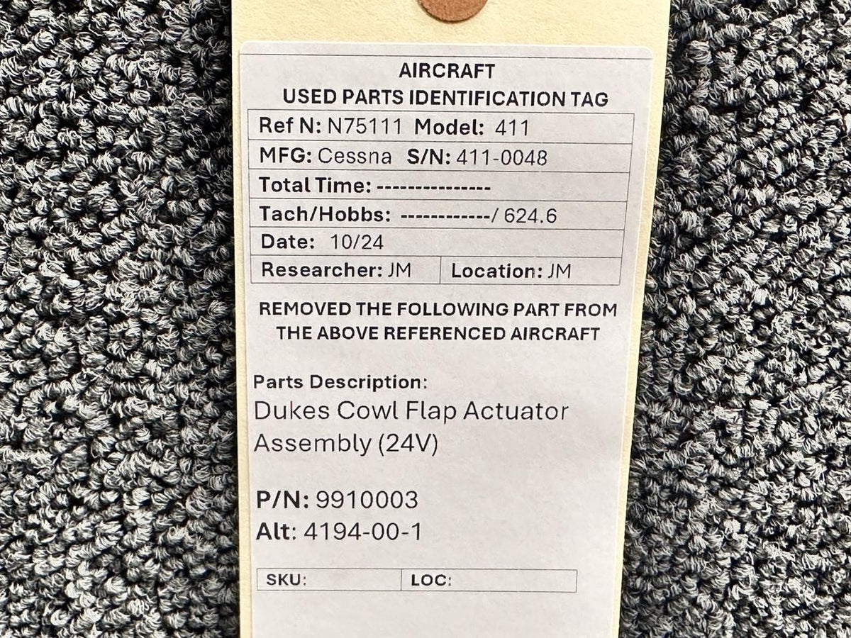 Dukes 9910003 (Alt: 4194-00-1) Dukes Cowl Flap Actuator Assembly (24V)