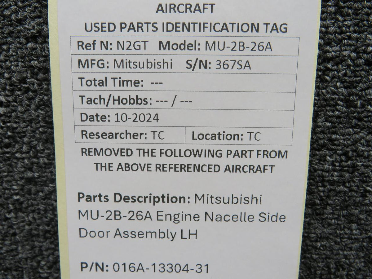 Mitsubishi 016A-13304-31 Mitsubishi MU-2B-26A Engine Nacelle Side Door Assembly LH