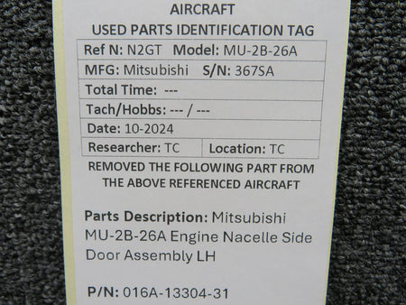 Mitsubishi 016A-13304-31 Mitsubishi MU-2B-26A Engine Nacelle Side Door Assembly LH