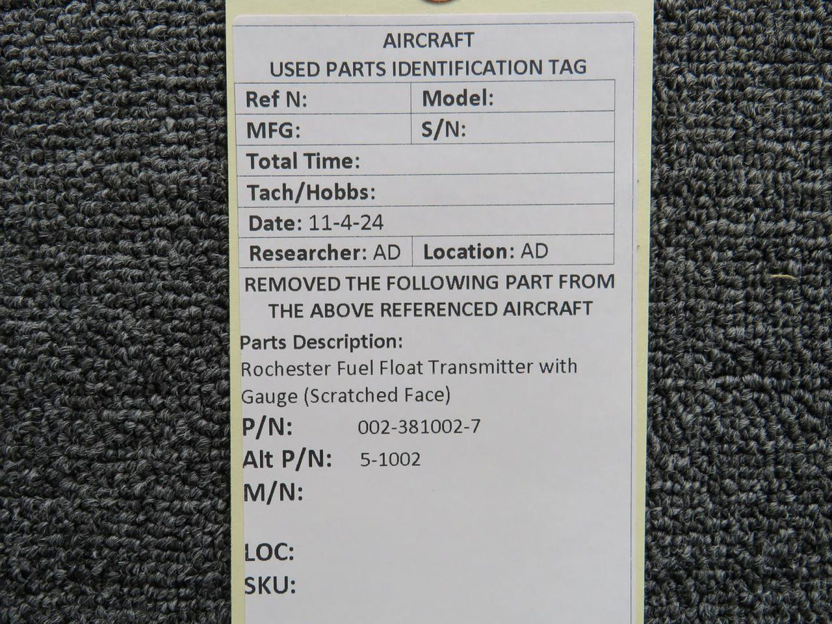 Rochester 002-381002-7 Rochester Fuel Float Transmitter with Gauge (Scratched Face)