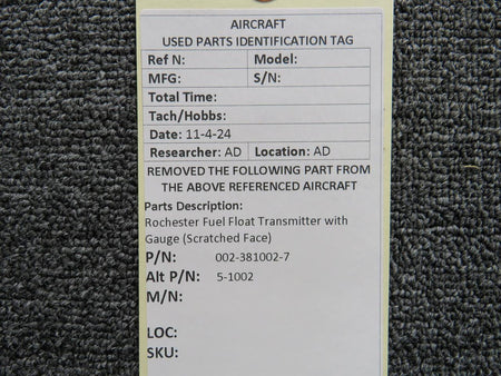 Rochester 002-381002-7 Rochester Fuel Float Transmitter with Gauge (Scratched Face)