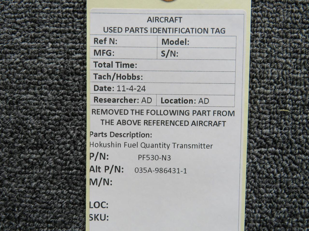 Hokushin PF530-N3 (Alt: 035A-986431-1) Hokushin Fuel Quantity Transmitter