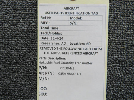 Hokushin PF530-N3 (Alt: 035A-986431-1) Hokushin Fuel Quantity Transmitter