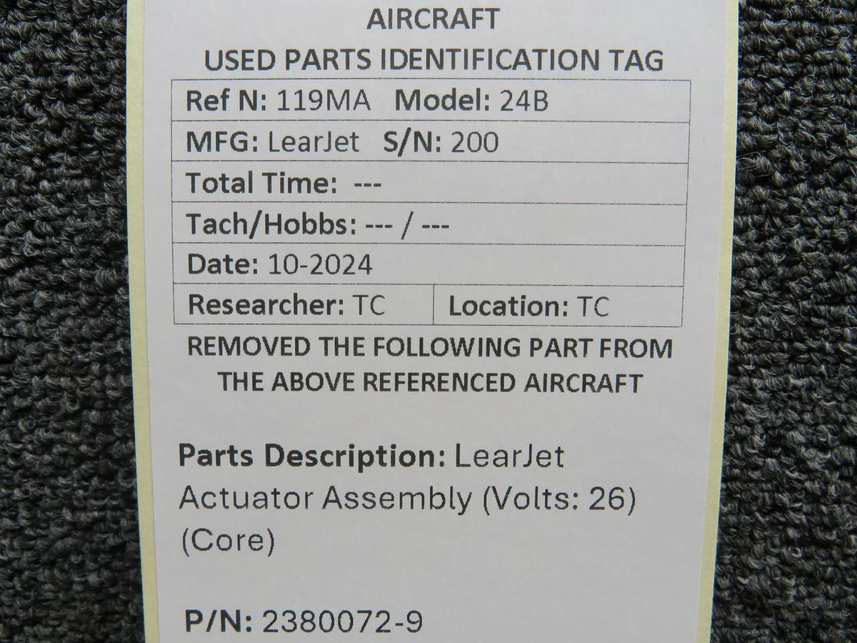 LearJet 2380072-9 LearJet Actuator Assembly (Volts: 26) (Core)