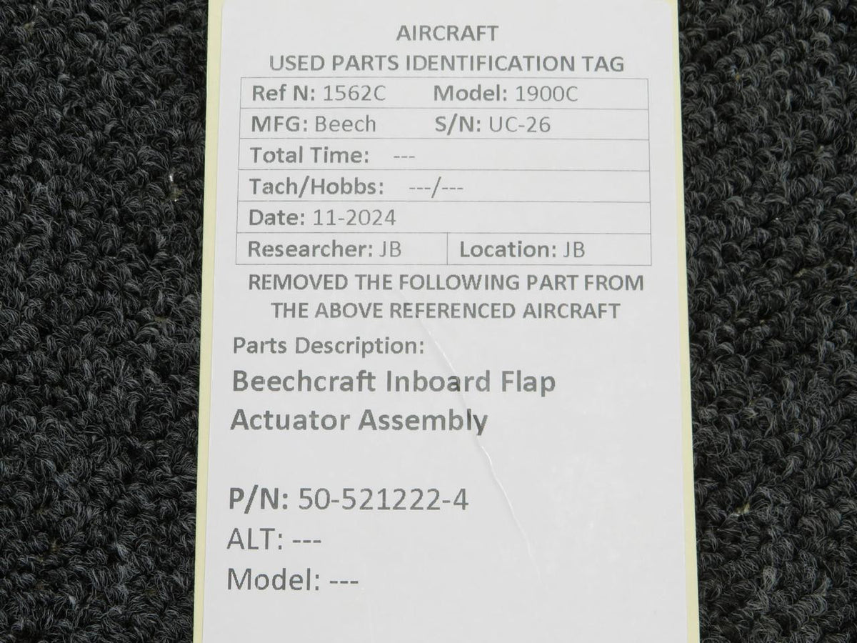 Beechcraft Parts 50-521222-4 Beechcraft Inboard Flap Actuator Assembly
