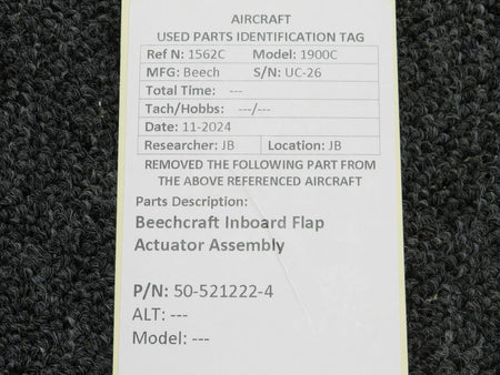 Beechcraft Parts 50-521222-4 Beechcraft Inboard Flap Actuator Assembly