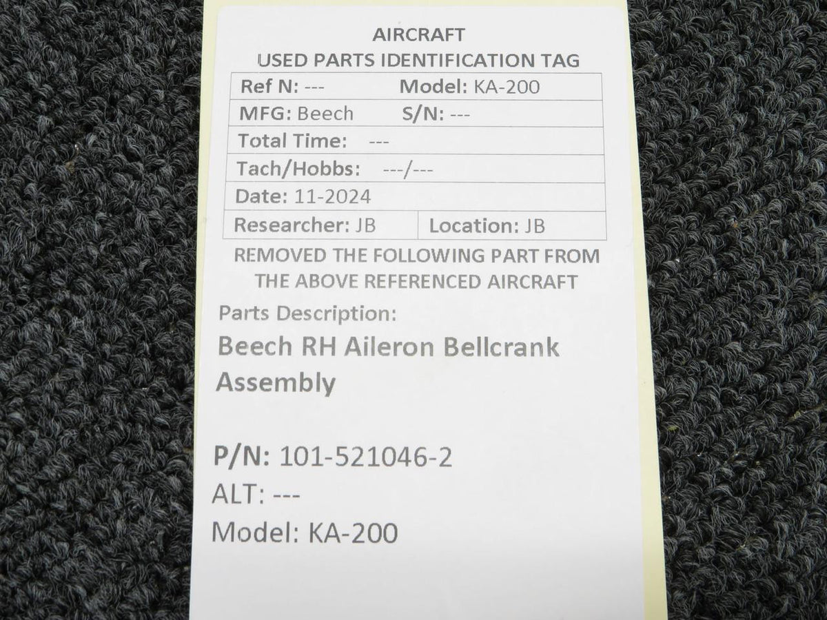 Beechcraft Parts 101-521046-2 Beech KA-200 RH Aileron Bellcrank Assembly