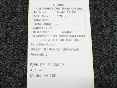 Beechcraft Parts 101-521046-2 Beech KA-200 RH Aileron Bellcrank Assembly