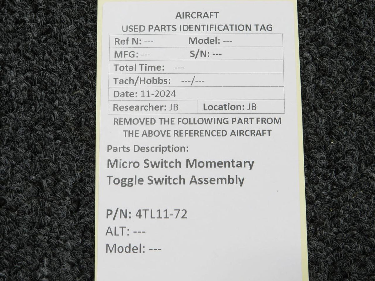 Microswitch 4TL11-72 Micro Switch Momentary Toggle Switch Assembly