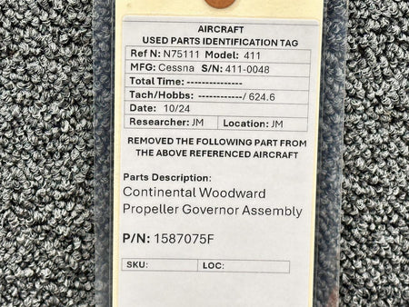 Woodward 1587075F Continental GTSIO-520-C Woodward Propeller Governor Assembly