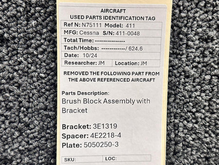 Cessna Aircraft Parts 3E1319, 4E2218-4 Cessna 411 Brush Block Assembly with Bracket (Wear)