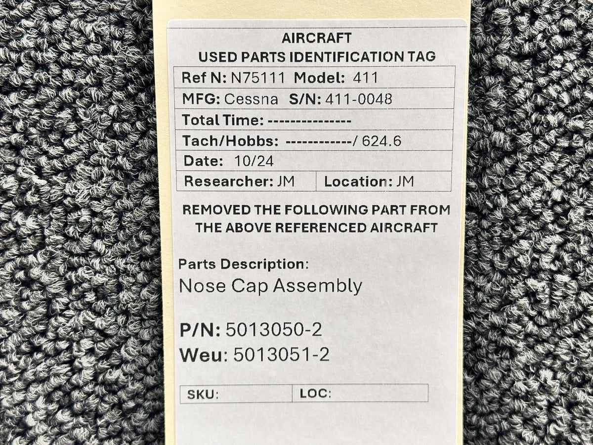 Cessna Aircraft Parts 5013050-2 (Weu: 5013051-2) Cessna 411 Nose Cap Assembly
