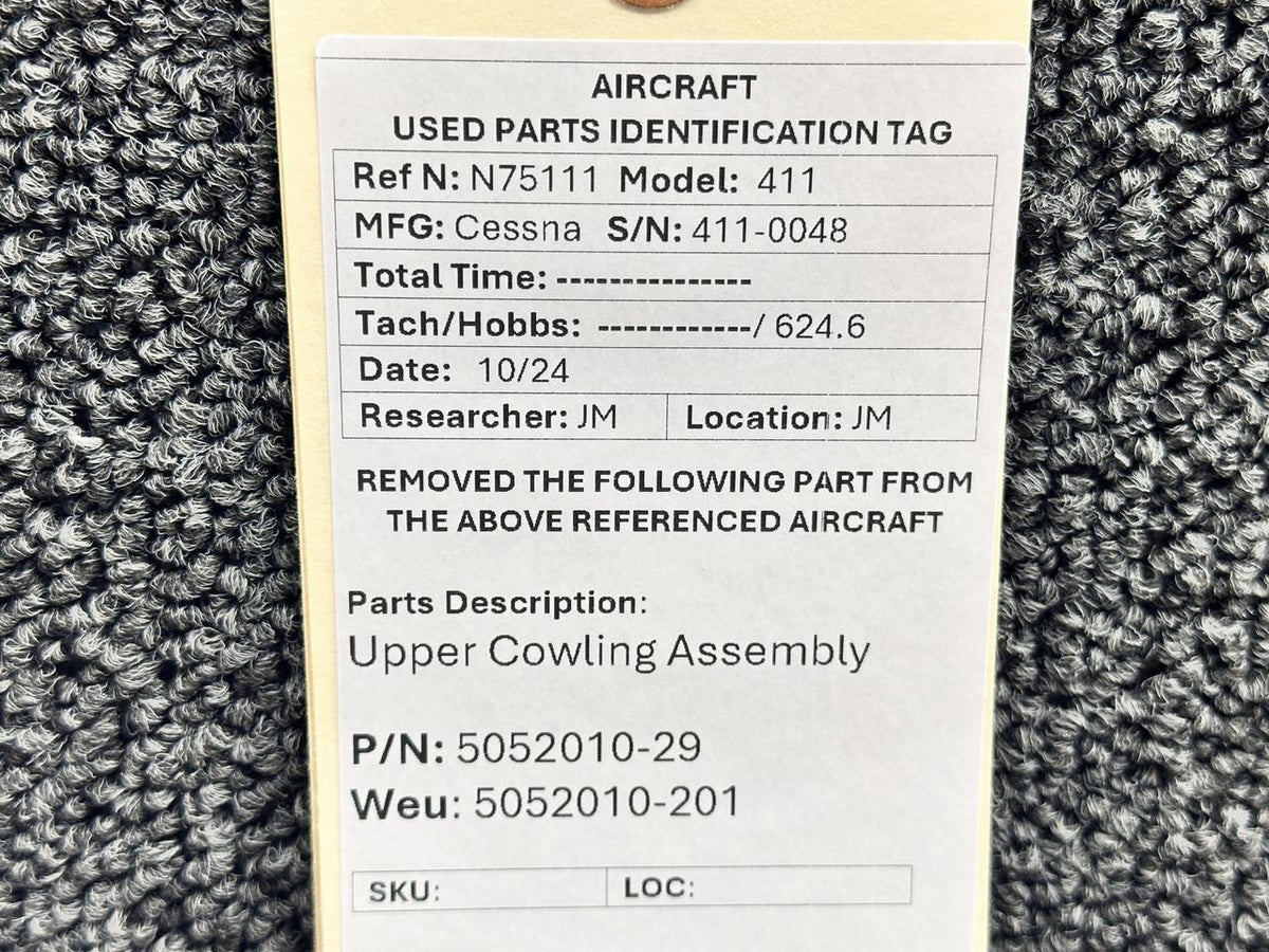 Cessna Aircraft Parts 5052010-29 (Weu: 5052010-201) Cessna 411 Upper Cowling Assembly