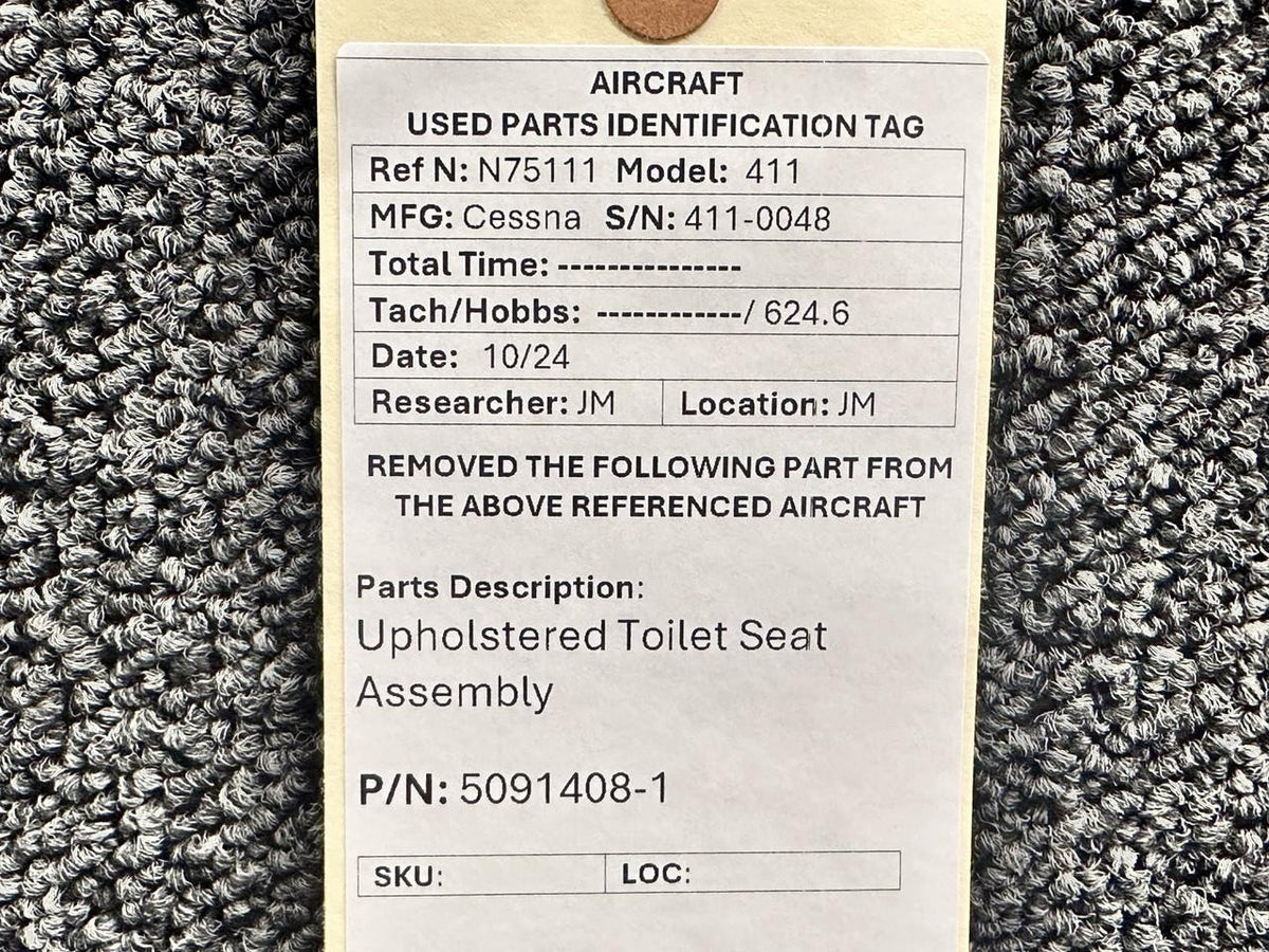 Cessna Aircraft Parts 5091408-1 Cessna 411 Upholstered Toilet Seat Assembly