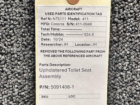 Cessna Aircraft Parts 5091408-1 Cessna 411 Upholstered Toilet Seat Assembly