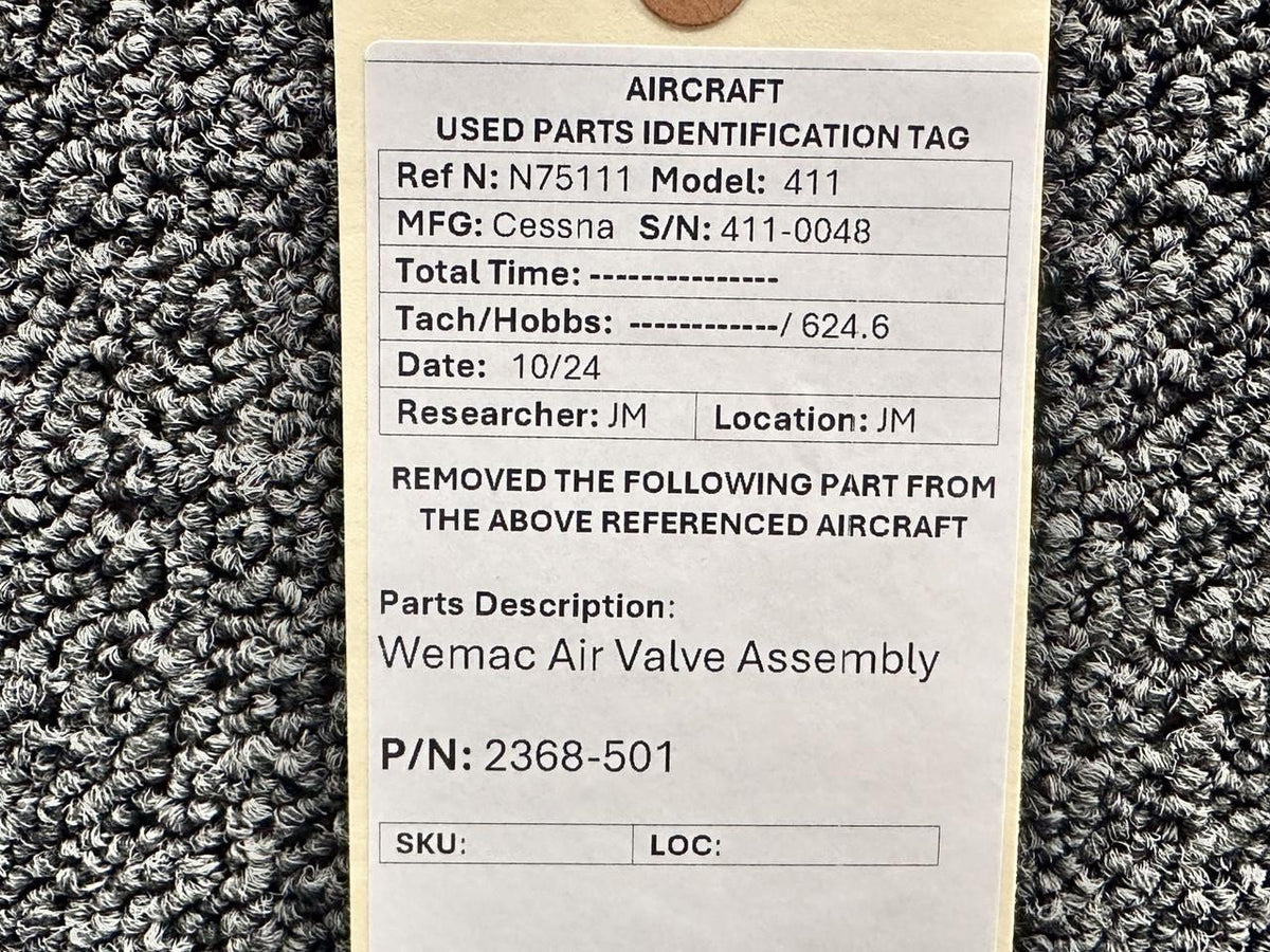 Wemac 2368-501 Wemac Air Valve Assembly