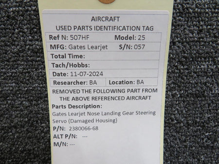 Gates Learjet 2380066-68 Gates Learjet Nose Landing Gear Steering Servo (Damaged Housing)