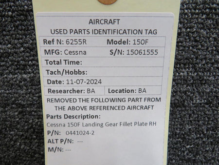 Cessna Aircraft Parts 0441024-2 Cessna 150F Landing Gear Fillet Plate RH