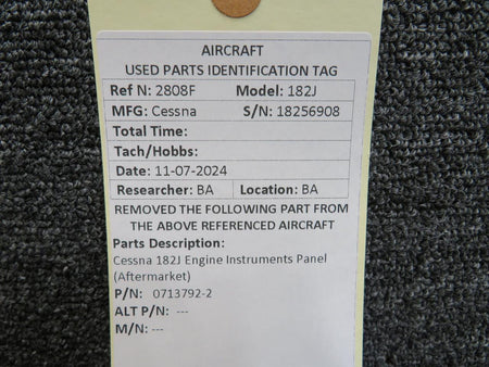 Cessna Aircraft Parts 0713792-2 Cessna 182J Engine Instruments Panel (Aftermarket)